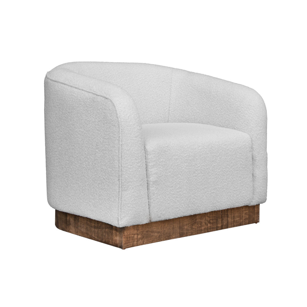 Ino Accent Chair, Ivory Polyester, Foam Cushions, Solid Pine Wood Platform By Casagear Home