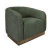 Ino Accent Chair, Olive Green Polyester, Foam Cushions, Solid Wood Platform By Casagear Home