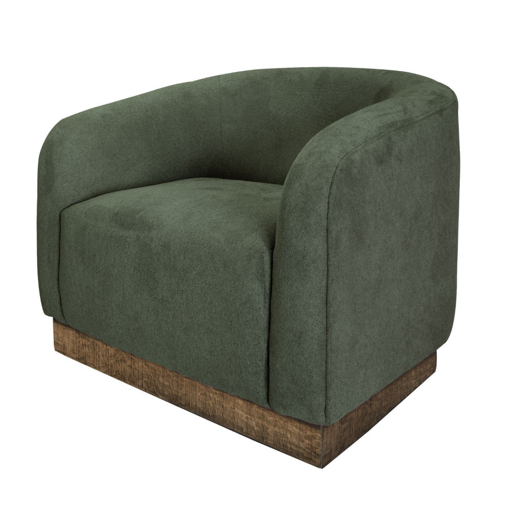 Ino Accent Chair Olive Green Polyester Foam Cushions Solid Wood Platform By Casagear Home BM320776