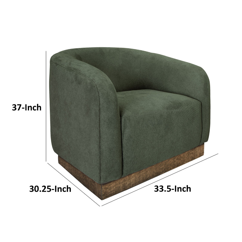 Ino Accent Chair Olive Green Polyester Foam Cushions Solid Wood Platform By Casagear Home BM320776