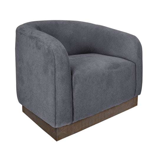 Ino Accent Chair, Dark Gray Polyester, Foam Cushions, Solid Wood Platform By Casagear Home