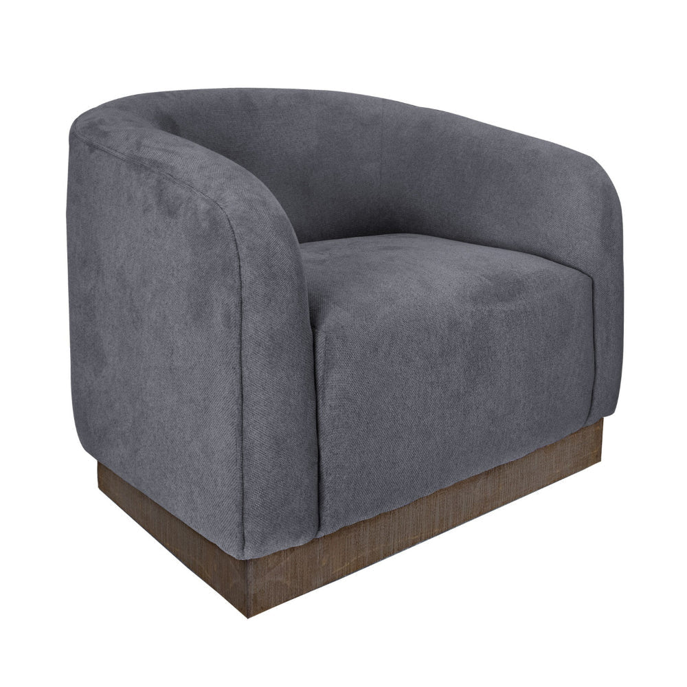 Ino Accent Chair Dark Gray Polyester Foam Cushions Solid Wood Platform By Casagear Home BM320777