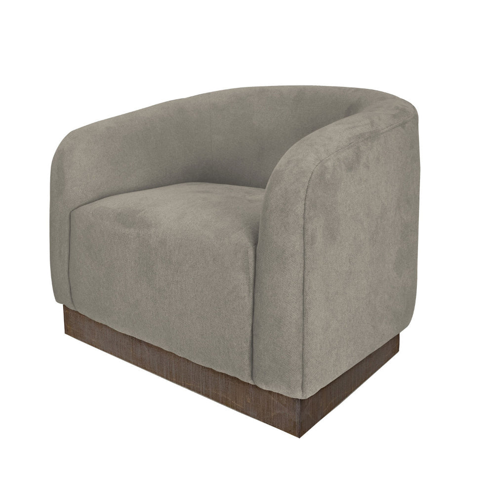 Ino Accent Chair Almond Gray Polyester Foam Cushions Solid Wood Platform By Casagear Home BM320778