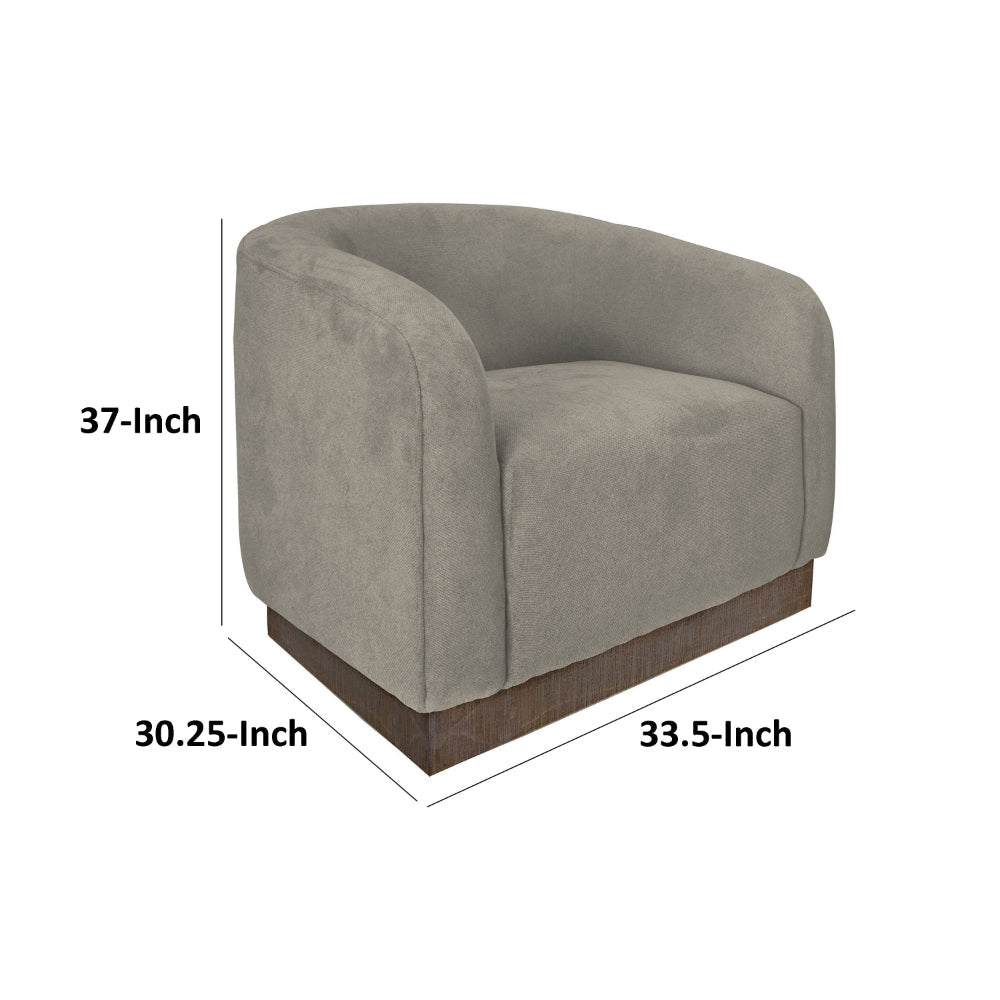 Ino Accent Chair Almond Gray Polyester Foam Cushions Solid Wood Platform By Casagear Home BM320778