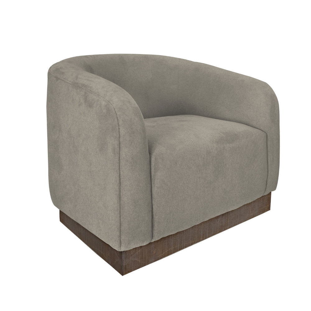 Ino Accent Chair Almond Gray Polyester Foam Cushions Solid Wood Platform By Casagear Home BM320778