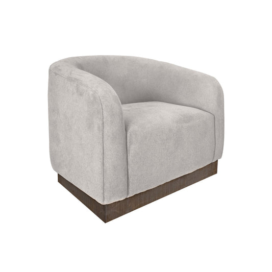 Ino Accent Chair, Beige Polyester, Foam Cushions, Solid Pine Wood Platform By Casagear Home