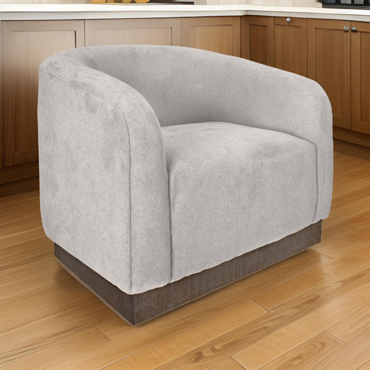 Ino Accent Chair, Beige Polyester, Foam Cushions, Solid Pine Wood Platform By Casagear Home