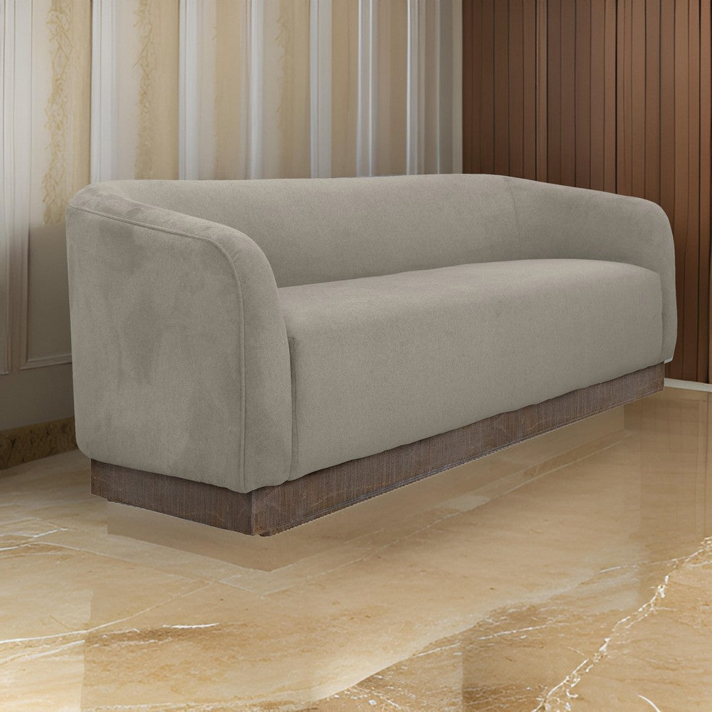 Ino Loveseat, Almond Gray Polyester, Foam Cushions, Solid Wood, 66 Inch By Casagear Home