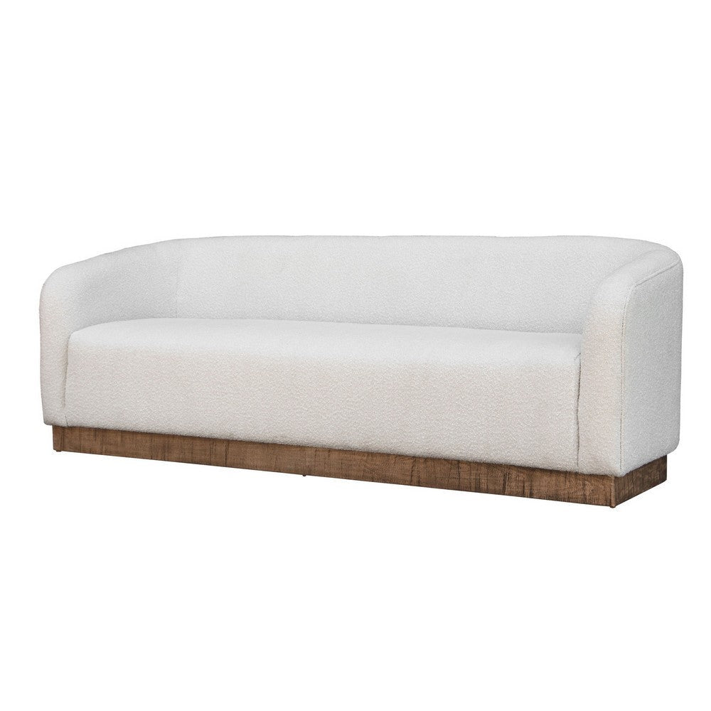 Ino Sofa Ivory Polyester Foam Cushions Solid Pine Wood Base 88 Inch By Casagear Home