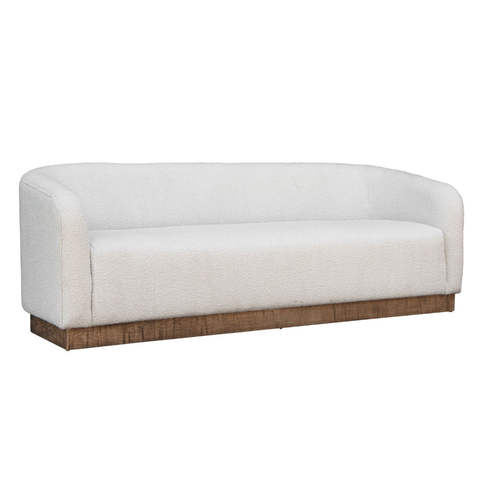 Ino Sofa, Ivory Polyester, Foam Cushions, Solid Pine Wood Base, 88 Inch By Casagear Home