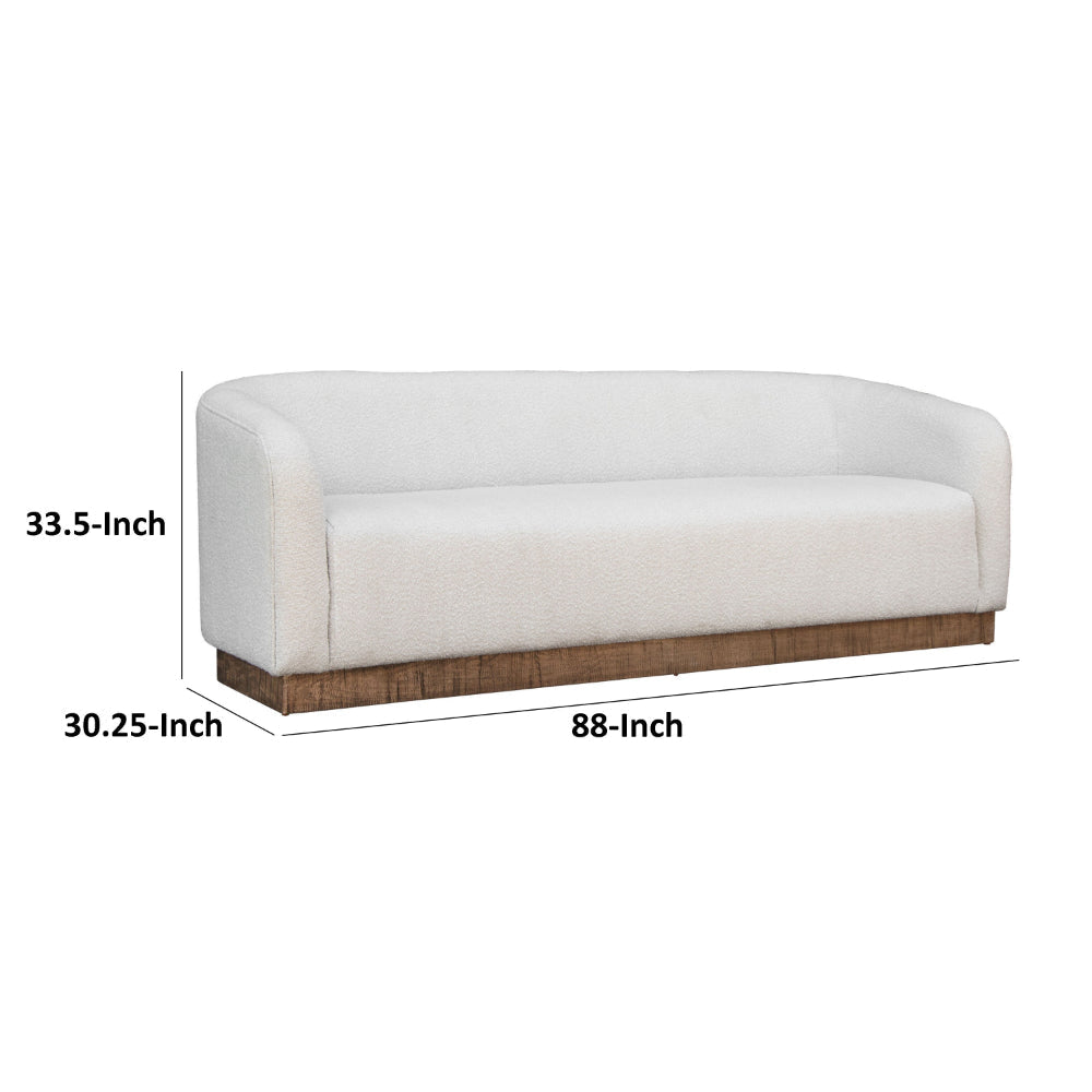 Ino Sofa Ivory Polyester Foam Cushions Solid Pine Wood Base 88 Inch By Casagear Home BM320789