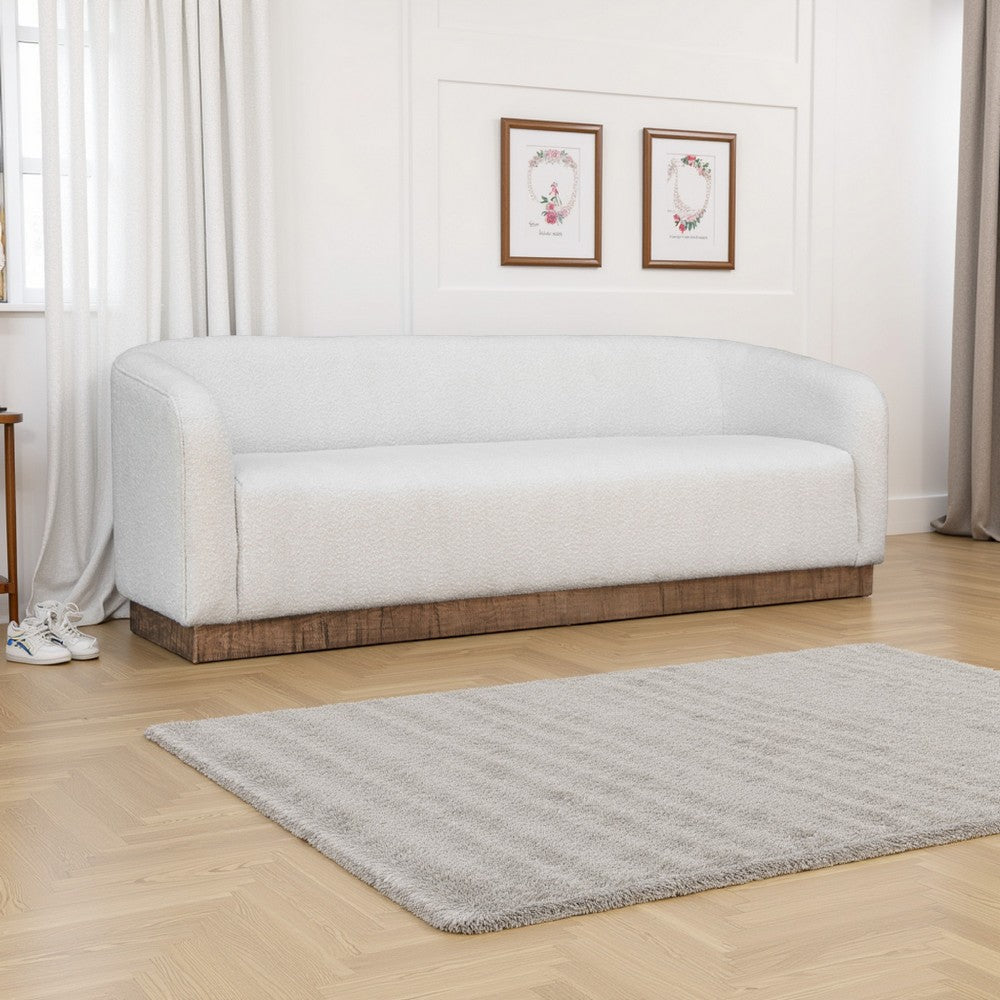 Ino Sofa, Ivory Polyester, Foam Cushions, Solid Pine Wood Base, 88 Inch By Casagear Home