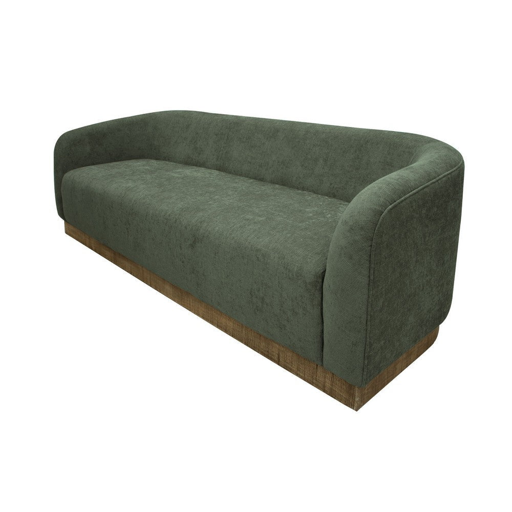 Ino Sofa Olive Green Polyester Foam Cushions Solid Pine Wood 88 Inch By Casagear Home