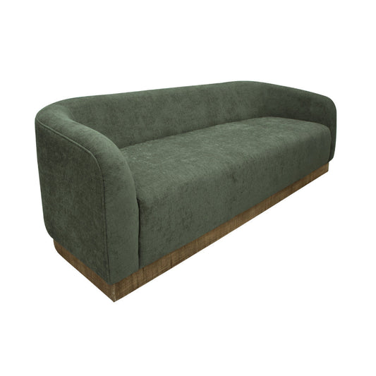 Ino Sofa, Olive Green Polyester, Foam Cushions, Solid Pine Wood, 88 Inch By Casagear Home