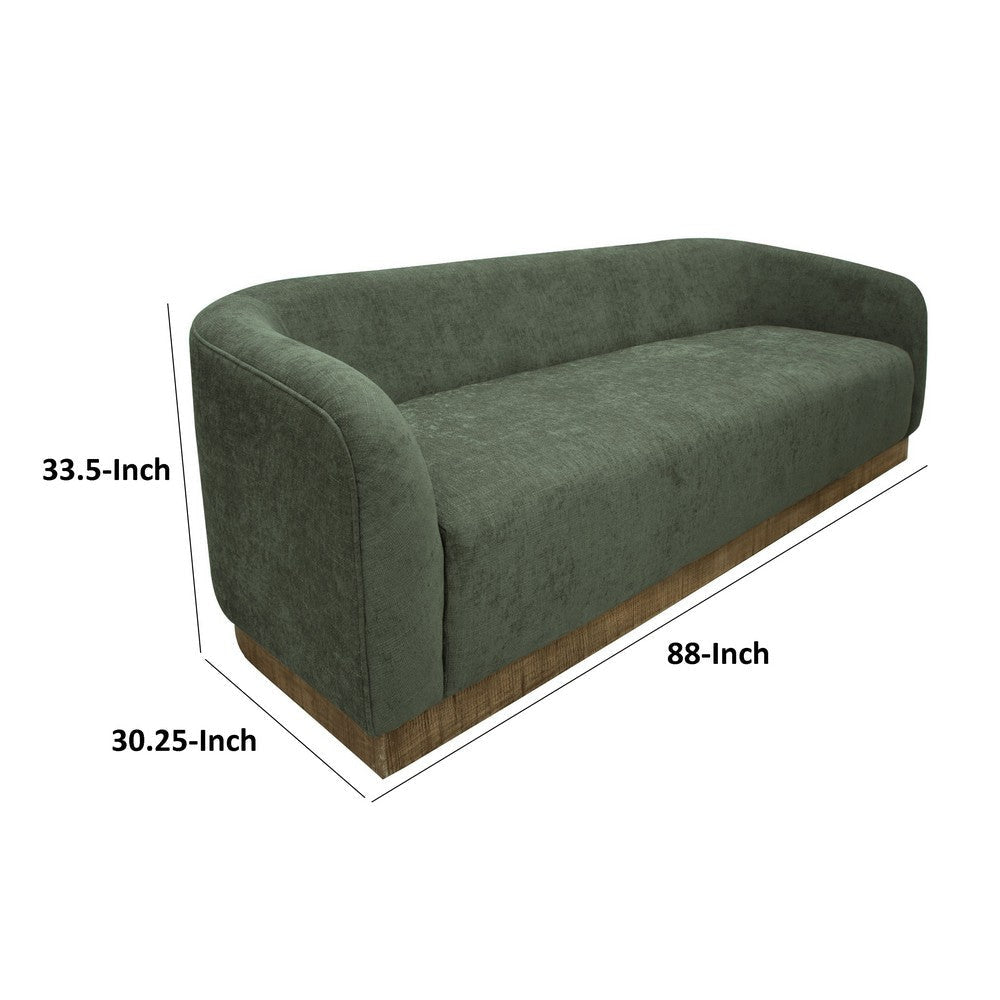 Ino Sofa Olive Green Polyester Foam Cushions Solid Pine Wood 88 Inch By Casagear Home