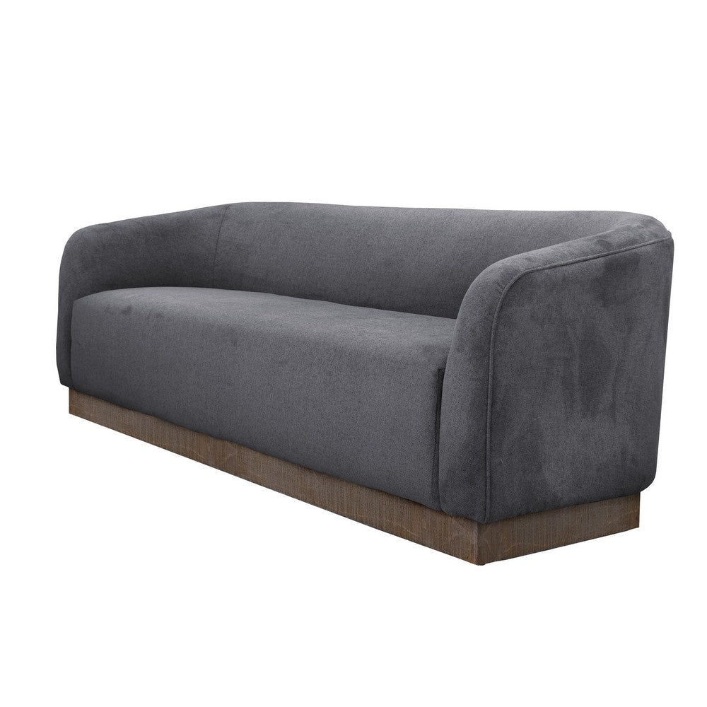 Ino Sofa Dark Gray Polyester Foam Cushions Solid Wood Base 88 Inch By Casagear Home
