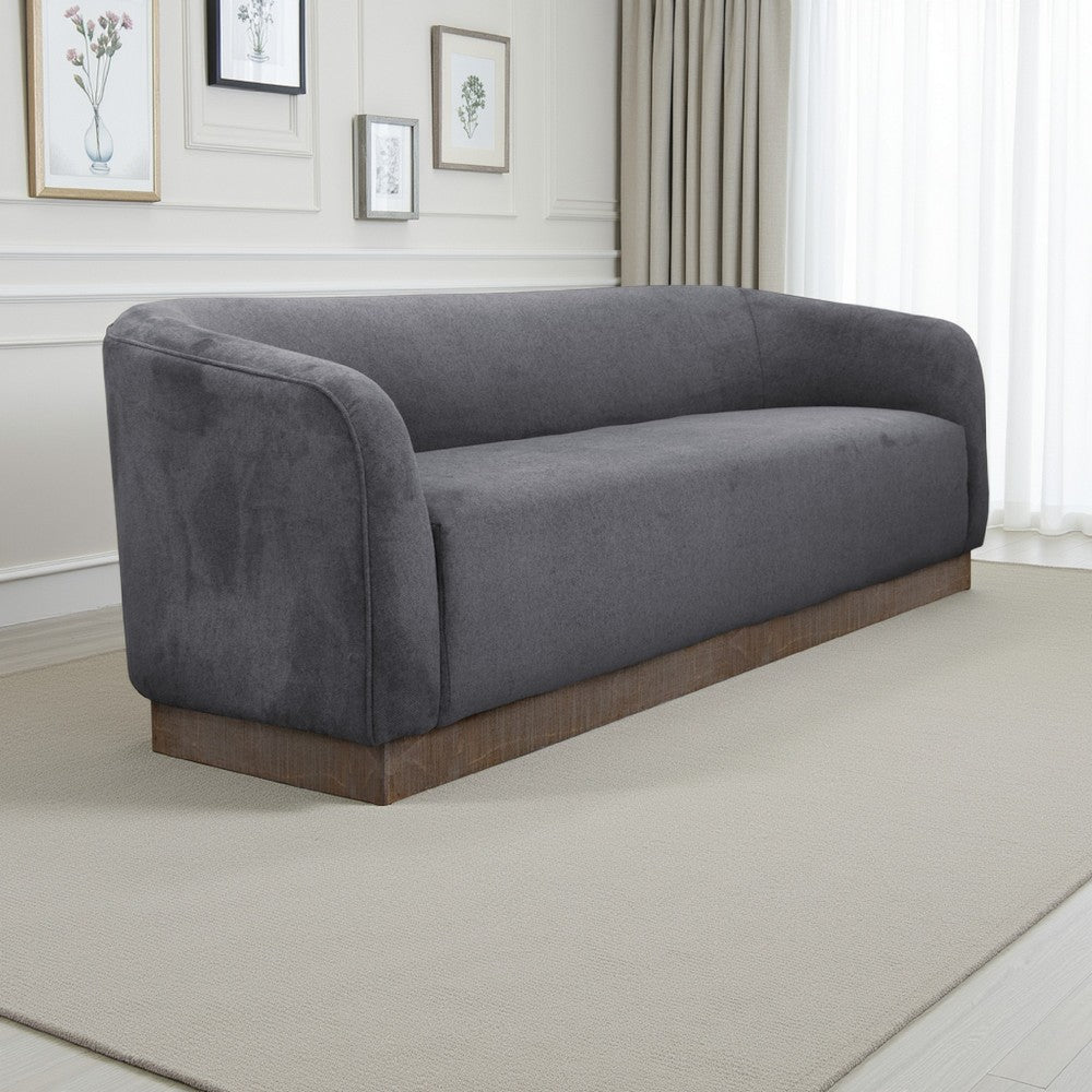 Ino Sofa, Dark Gray Polyester, Foam Cushions, Solid Wood Base, 88 Inch By Casagear Home