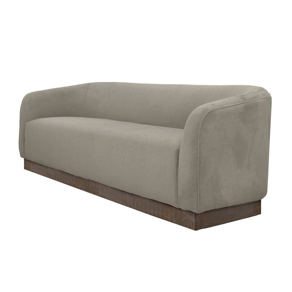 Ino Sofa Almond Gray Polyester Foam Cushions Solid Wood Base 88 Inch By Casagear Home