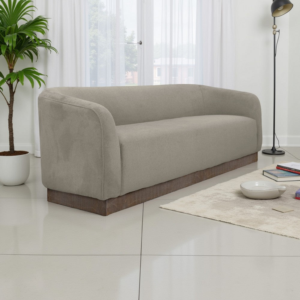 Ino Sofa, Almond Gray Polyester, Foam Cushions, Solid Wood Base, 88 Inch By Casagear Home