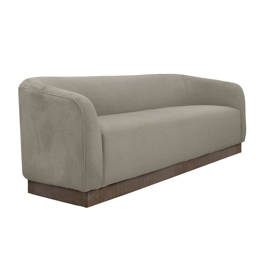 Ino Sofa, Almond Gray Polyester, Foam Cushions, Solid Wood Base, 88 Inch By Casagear Home