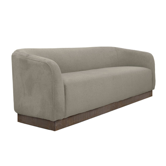 Ino Sofa, Almond Gray Polyester, Foam Cushions, Solid Wood Base, 88 Inch By Casagear Home