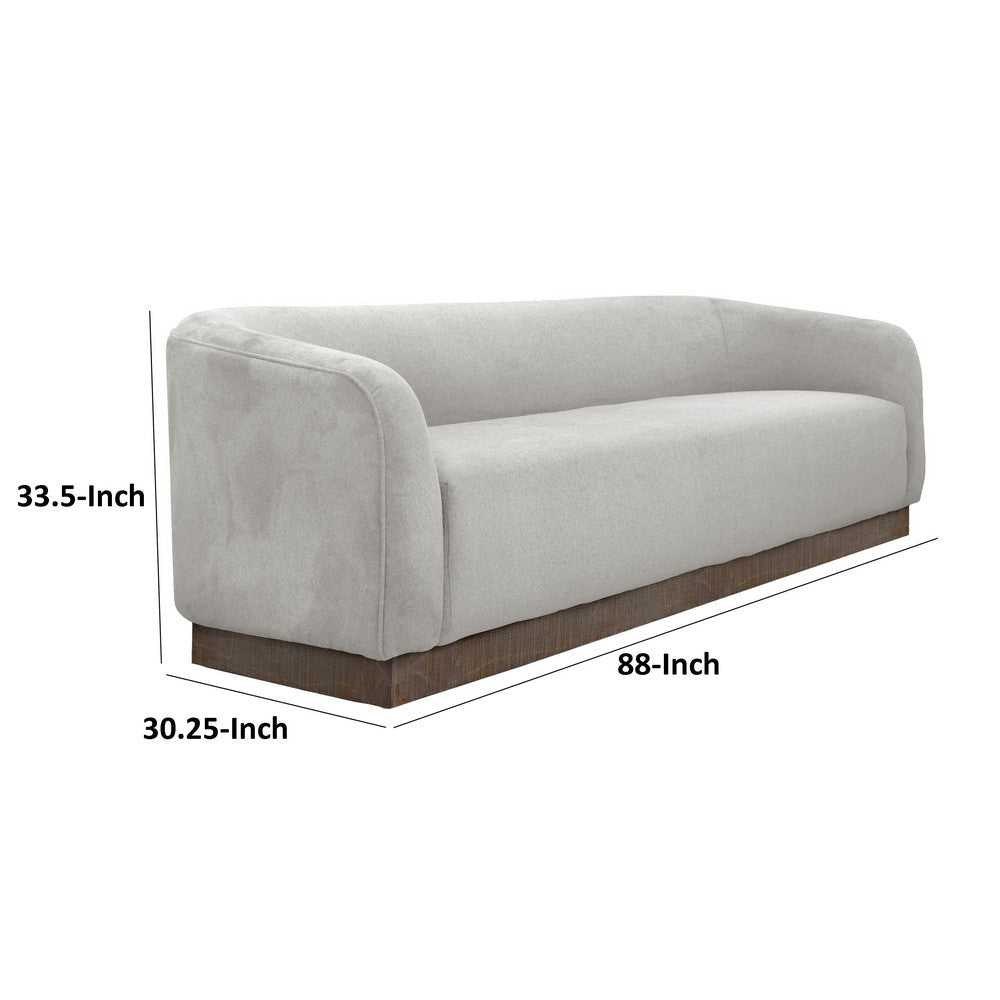 Ino Sofa Beige Polyester Foam Cushions Solid Pine Wood Base 88 Inch By Casagear Home