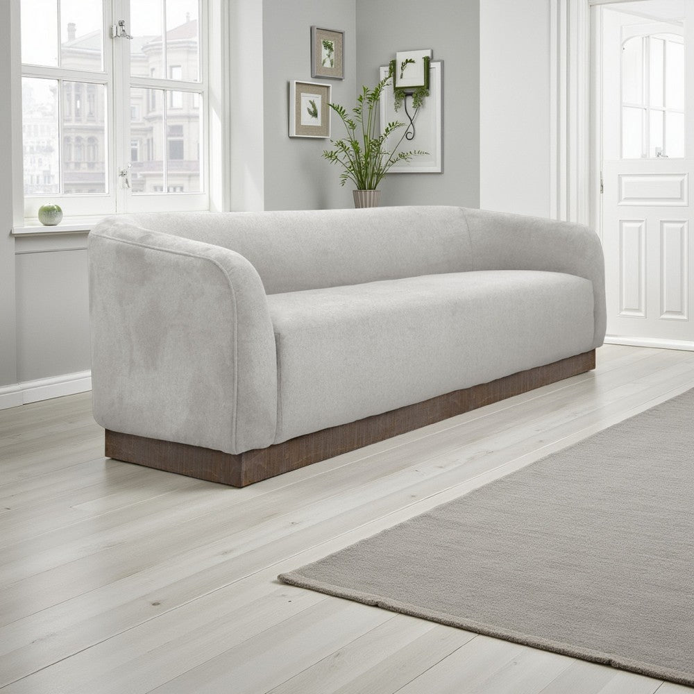Ino Sofa, Beige Polyester, Foam Cushions, Solid Pine Wood Base, 88 Inch By Casagear Home