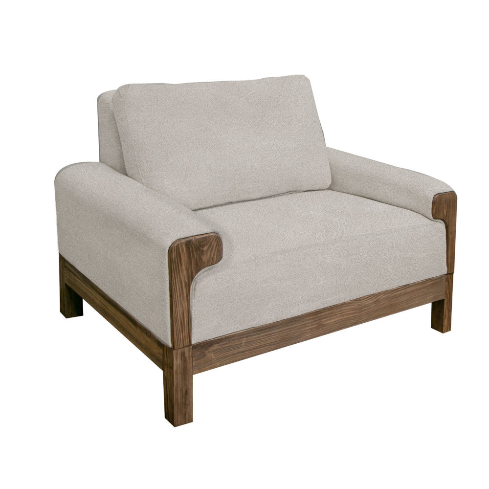 Caisy Accent Chair Gray Fabric Foam Cushions Solid Pine Wood in Caramel By Casagear Home BM320796