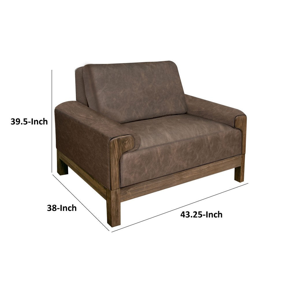 Caisy Accent Chair Chocolate Brown Fabric Foam Cushions Solid Pine Wood By Casagear Home BM320797