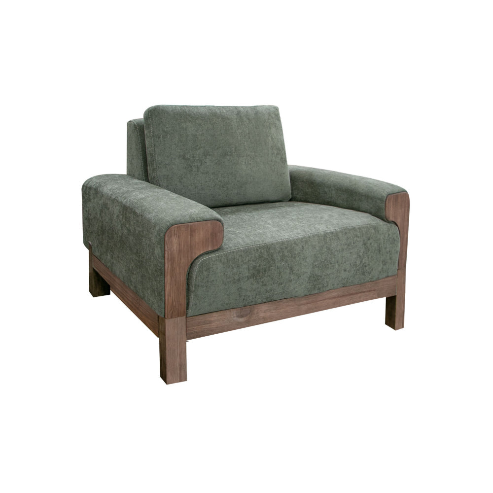 Caisy Accent Chair Olive Green Polyester Foam Cushions Solid Pine Wood By Casagear Home BM320799