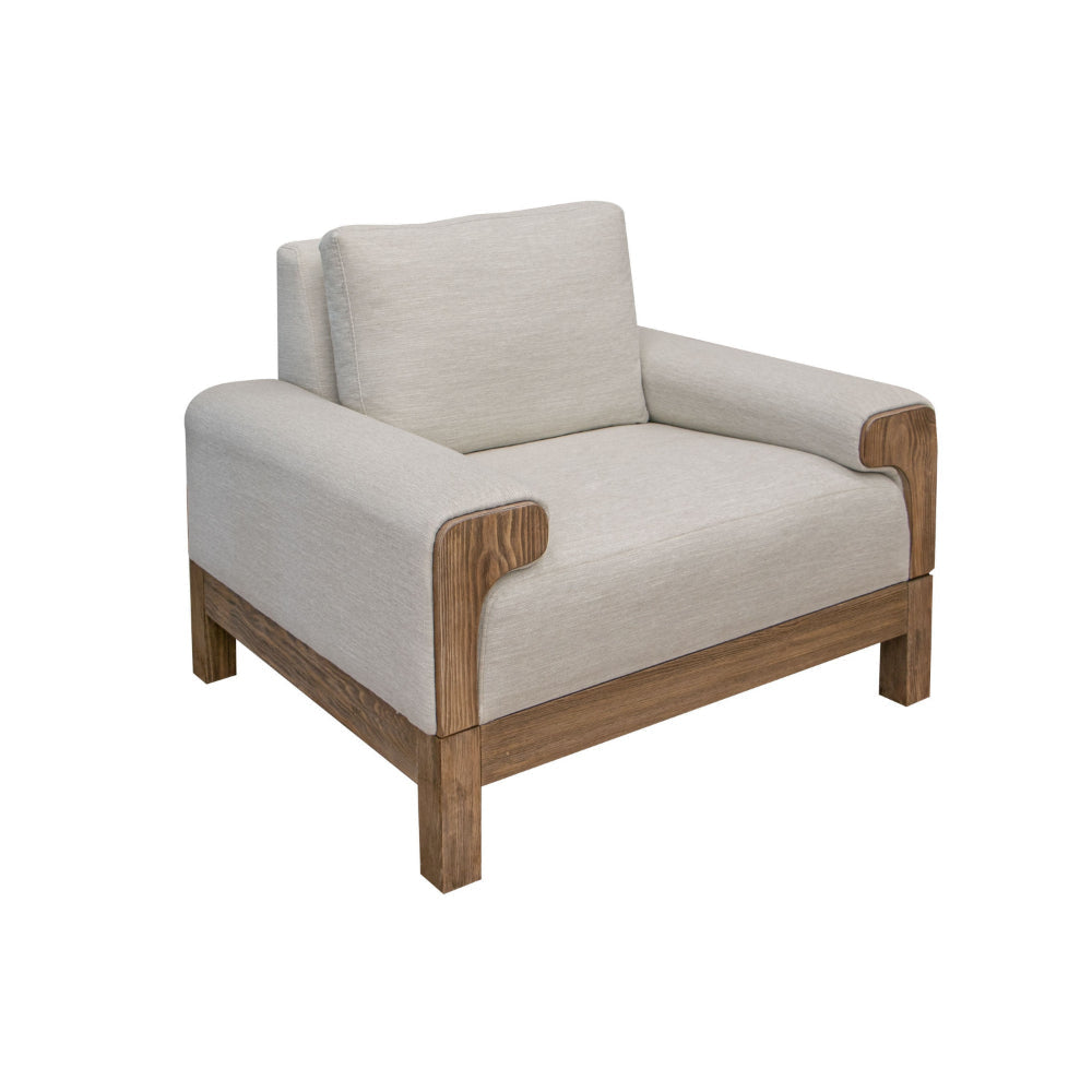 Caisy Accent Chair White Polyester Foam Cushions Brown Solid Pine Wood By Casagear Home BM320800