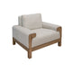 Caisy Accent Chair White Polyester Foam Cushions Brown Solid Pine Wood By Casagear Home BM320800
