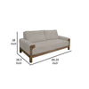Caisy Loveseat Gray Fabric Foam Cushions Brown Solid Pine Wood 69 Inch By Casagear Home