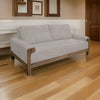 Caisy Loveseat, Gray Fabric, Foam Cushions, Brown Solid Pine Wood, 69 Inch By Casagear Home