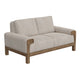 Caisy Loveseat Gray Fabric Foam Cushions Brown Solid Pine Wood 69 Inch By Casagear Home