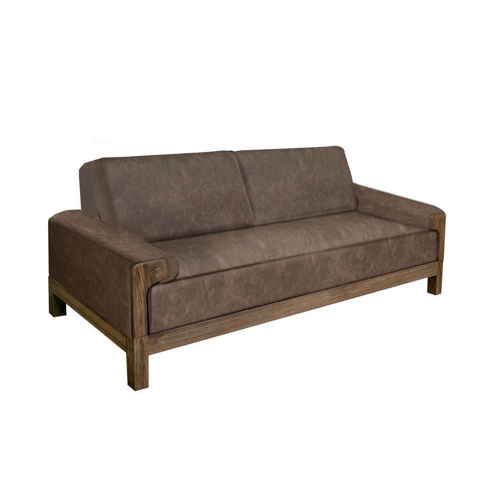 Caisy Loveseat, Chocolate Brown Fabric, Foam Cushions, Solid Wood, 69 Inch By Casagear Home