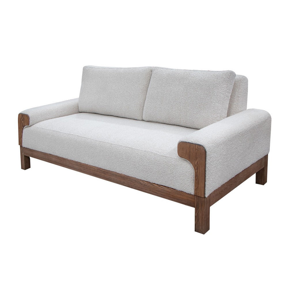 Caisy Loveseat Ivory Polyester Foam Cushions Solid Pine Wood 69 Inch By Casagear Home