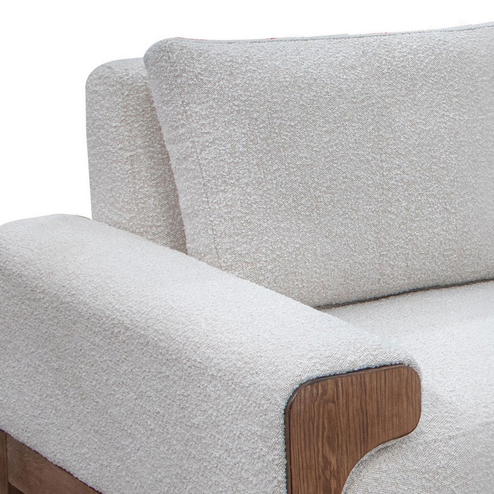Caisy Loveseat Ivory Polyester Foam Cushions Solid Pine Wood 69 Inch By Casagear Home