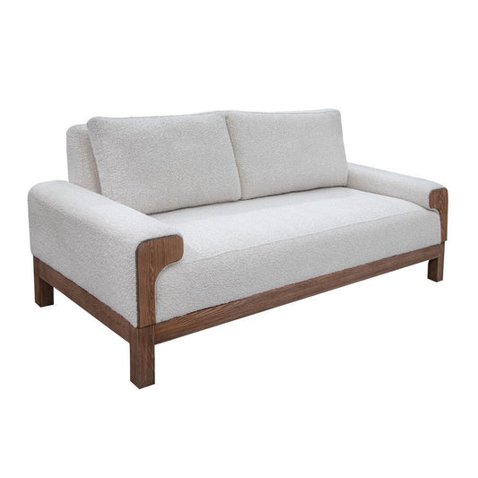 Caisy Loveseat, Ivory Polyester, Foam Cushions, Solid Pine Wood, 69 Inch By Casagear Home