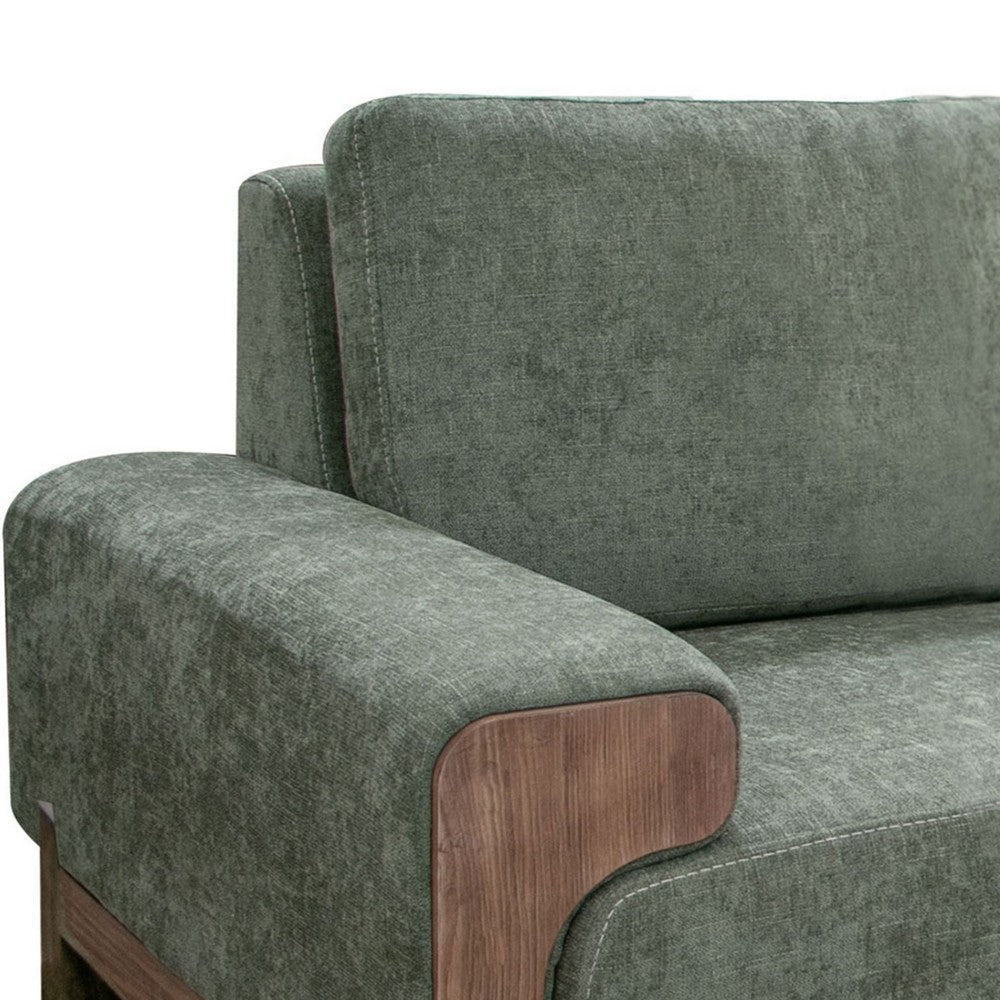 Caisy Loveseat Olive Green Polyester Plush Foam Solid Pine Wood 69 Inch By Casagear Home BM320806