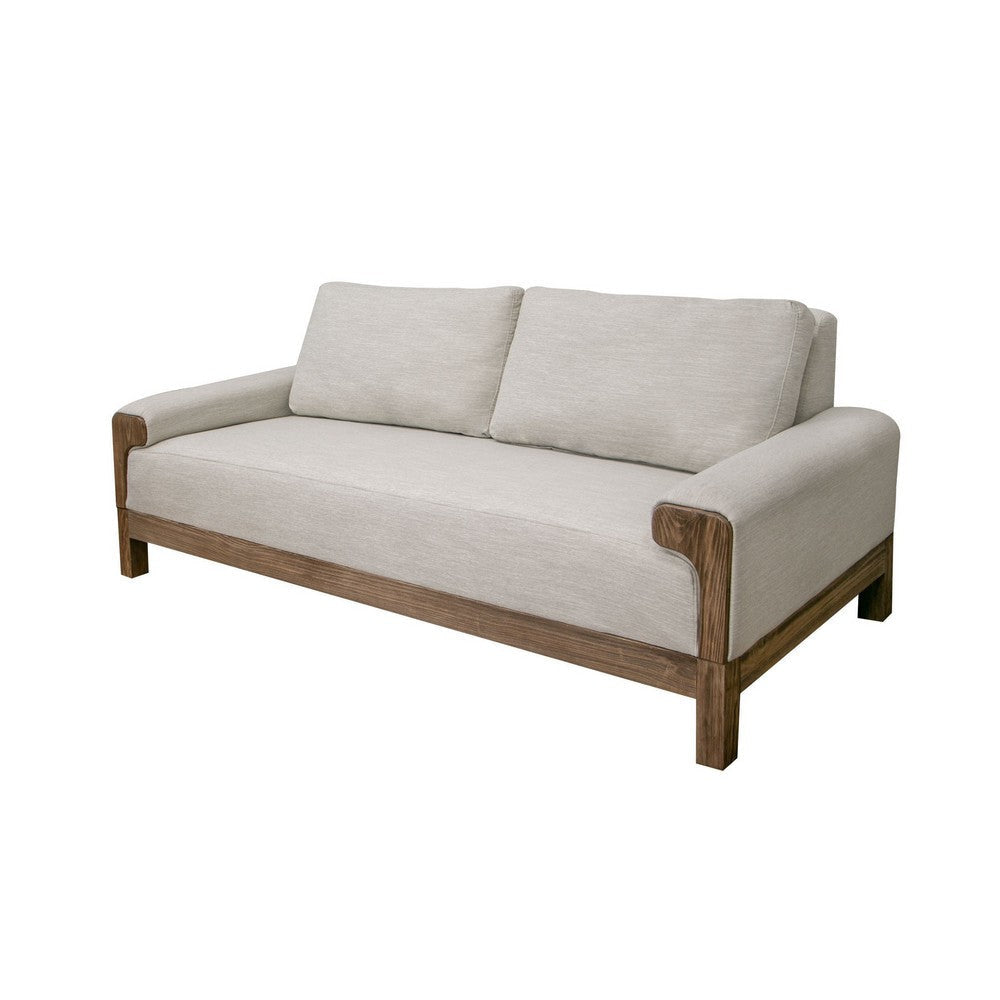 Caisy Loveseat White Polyester Foam Cushions Solid Pine Wood 69 Inch By Casagear Home