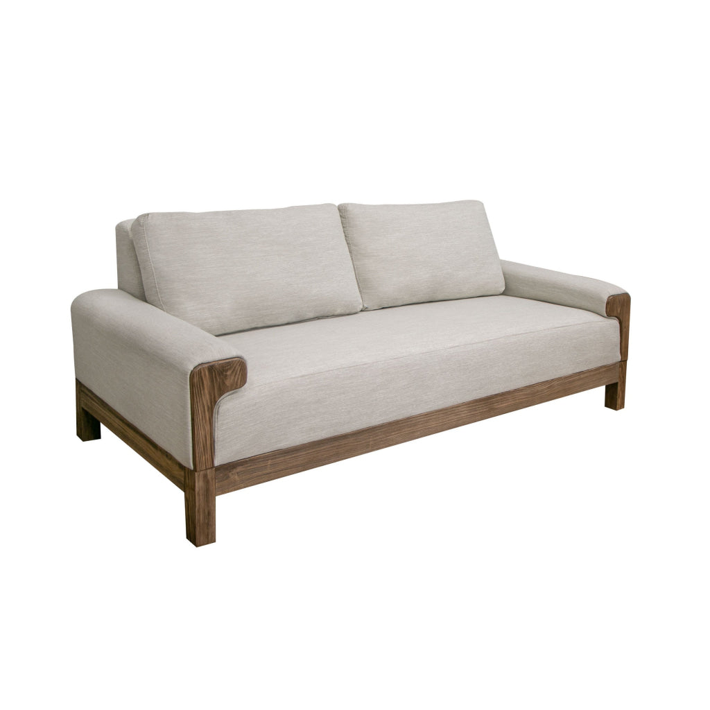 Caisy Loveseat White Polyester Foam Cushions Solid Pine Wood 69 Inch By Casagear Home BM320807