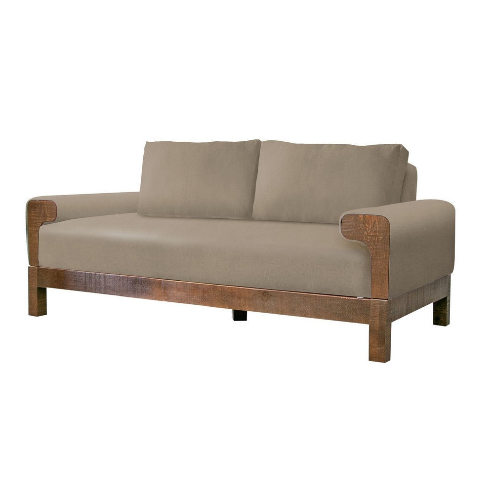 Caisy Loveseat Light Brown Polyester Foam Cushions Solid Wood 69 Inch By Casagear Home