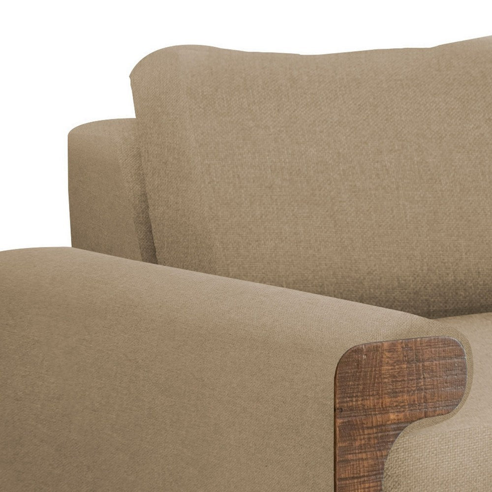 Caisy Loveseat Light Brown Polyester Foam Cushions Solid Wood 69 Inch By Casagear Home
