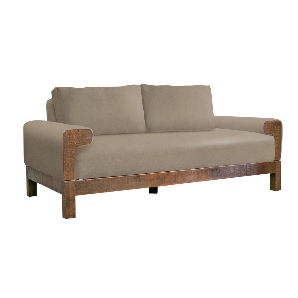 Caisy Loveseat, Light Brown Polyester, Foam Cushions, Solid Wood, 69 Inch By Casagear Home