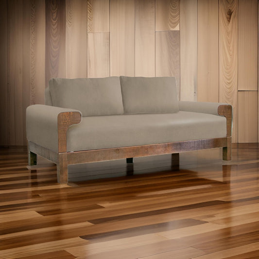 Caisy Loveseat, Light Brown Polyester, Foam Cushions, Solid Wood, 69 Inch By Casagear Home