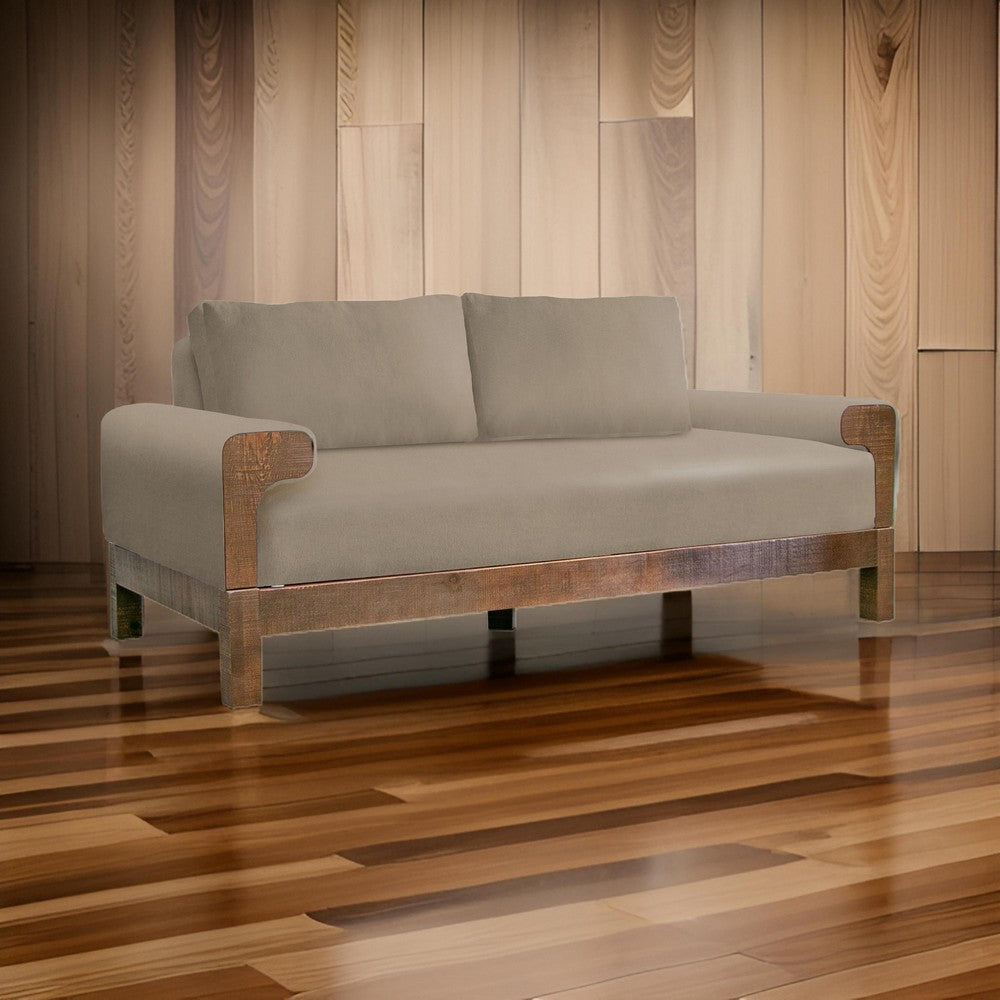 Caisy Loveseat, Light Brown Polyester, Foam Cushions, Solid Wood, 69 Inch By Casagear Home