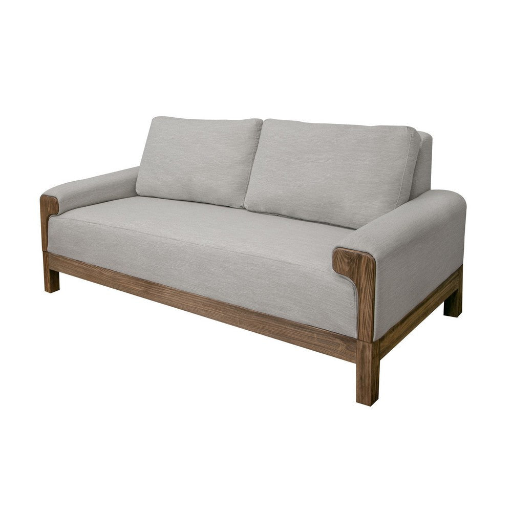 Caisy Loveseat Beige Polyester Foam Cushions Solid Pine Wood 69 Inch By Casagear Home