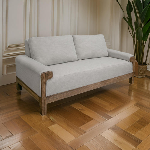 Caisy Loveseat, Beige Polyester, Foam Cushions, Solid Pine Wood, 69 Inch By Casagear Home