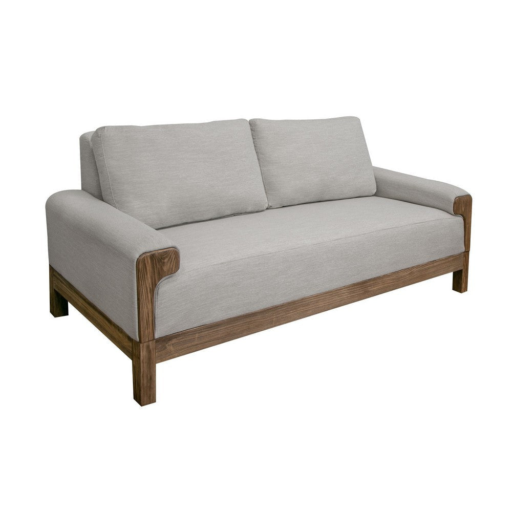 Caisy Loveseat Beige Polyester Foam Cushions Solid Pine Wood 69 Inch By Casagear Home